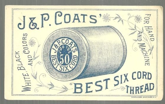Victorian Trade Card for J. & P. Coats' Best Six Cord Thread with the Mikado