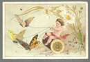 Victorian Trade Card for Merrick Thread Cherub Riding Spool of Thread