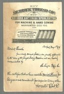 Victorian Trade Card for Merrick Thread Cherub Riding Spool of Thread