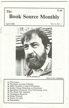Book Source Monthly Magazine April 1988 David Kherdian Checklist