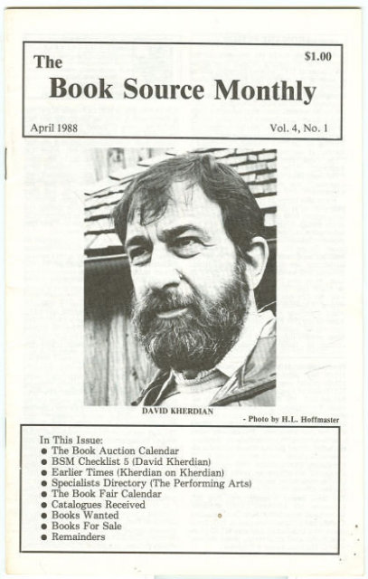 Book Source Monthly Magazine April 1988 David Kherdian Checklist