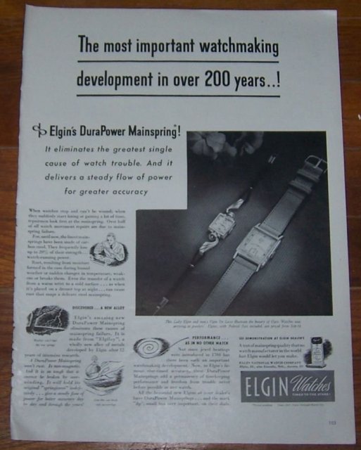 1947 Elgin Watches Life Magazine Advertisement