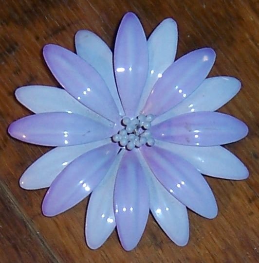 Vintage Purple Enamel Flower Pin