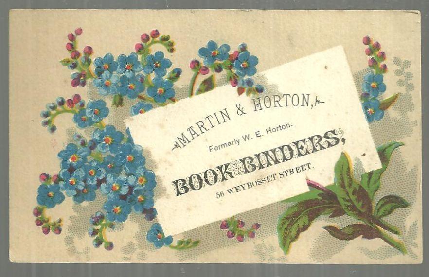Victorian Trade Card for Martin and Horton, Book-Binders Providence Rhode Island