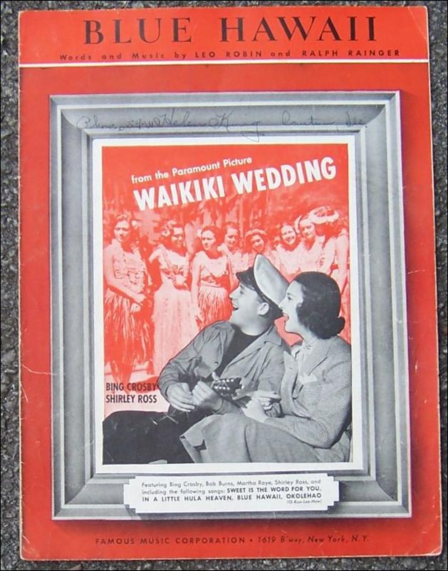Blue Hawaii From Waikiki Wedding Starring Bing Crosby and Shirley Ross 1937