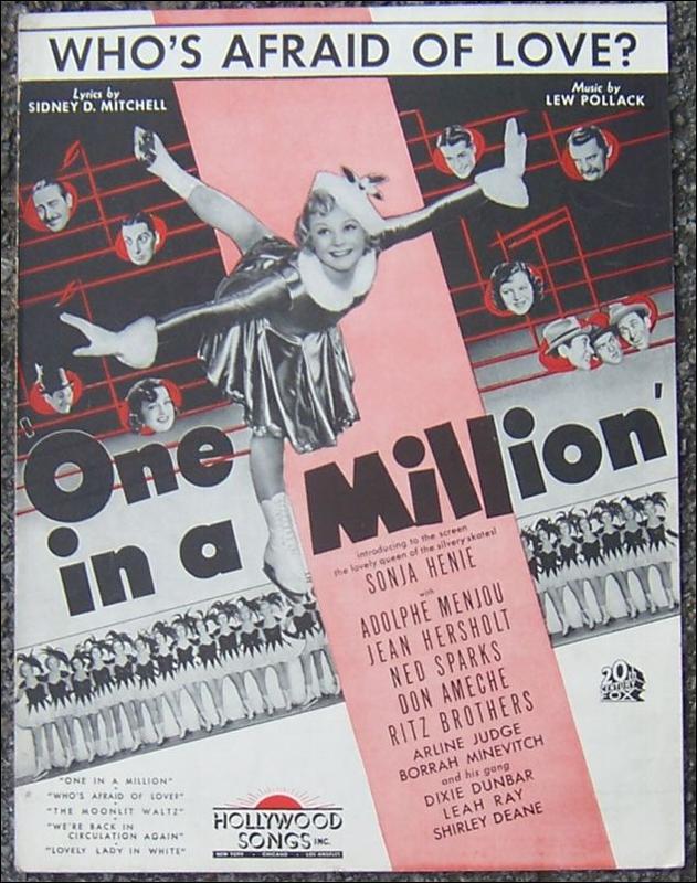 Who's Afraid of Love From One in a Million starring Sonja Henie 1936 Sheet Music