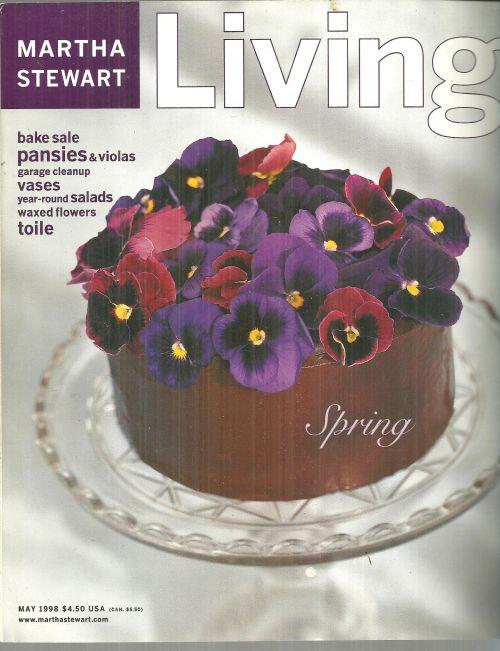 Martha Stewart Living Magazine May 1998 Pansies on a Chocolate Cake on the Cover