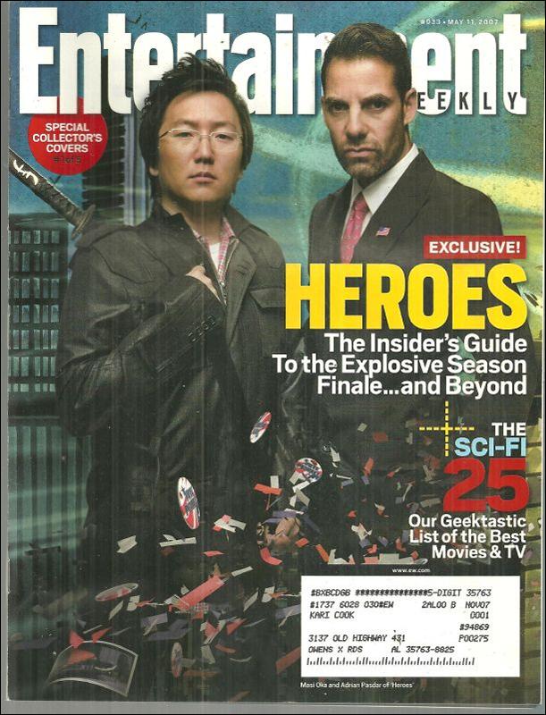 Entertainment Weekly Magazine May 11, 2007 Season Finale of Heroes on the Cover