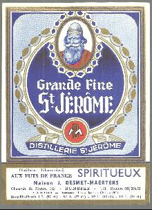 Vintage Label for Grande Fine St. Jerome, France Distillerie St. Jerome