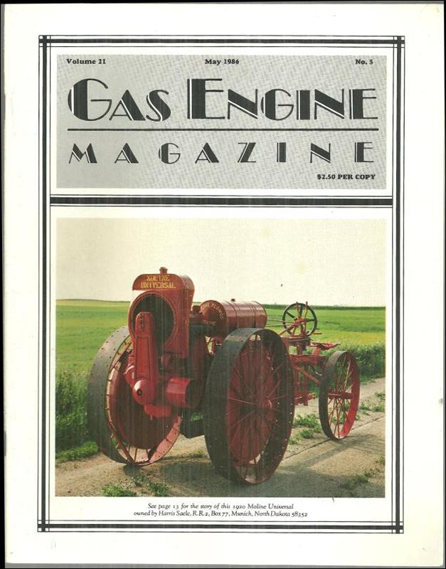Gas Engine Magazine May 1986 1920 Moline Universal on Cover