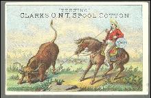 Victorian Trade Card for Clark's O. N. T. Spool Cotton Vaquero Testing Thread