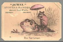 Victorian Trade Card Jewel Stoves and Ranges Detroit Stove Works Frog Ferryman