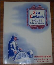Menu for Sea Captain's House Restaurant and Lodging Myrtle Beach, South Carolina