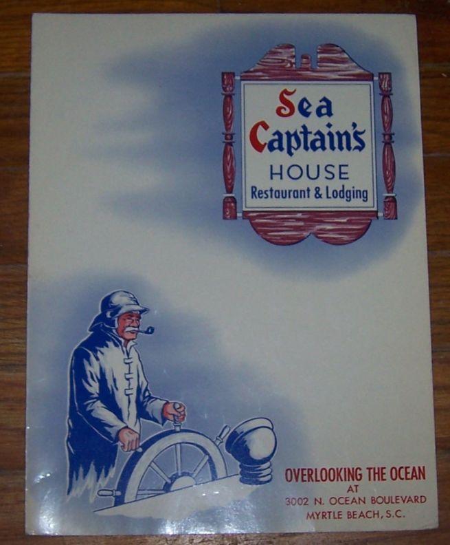 Menu for Sea Captain's House Restaurant and Lodging Myrtle Beach, South Carolina