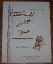 Vintage Menu for Heritage House, Bennington, Vermont