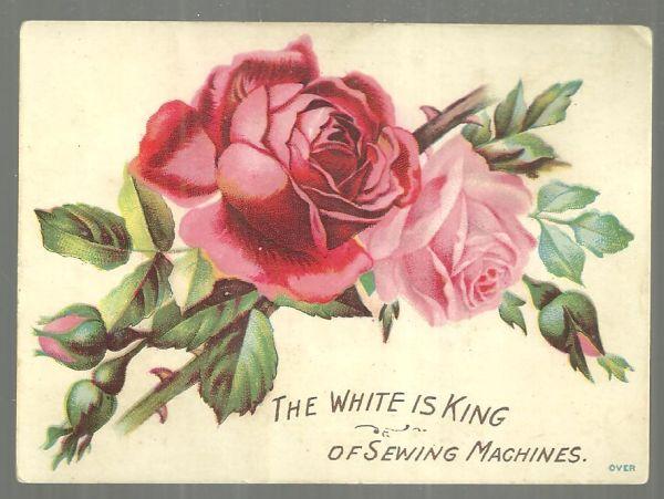 Victorian Trade Card for White Sewing Machine Co., Cleveland, Ohio with Roses