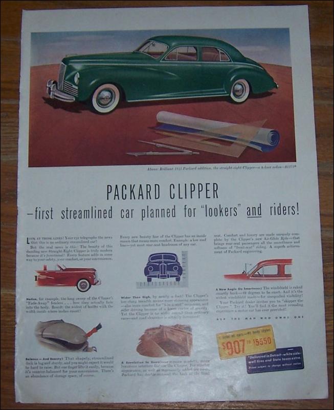 1941 Packard Clipper World War II Life Magazine Advertisement