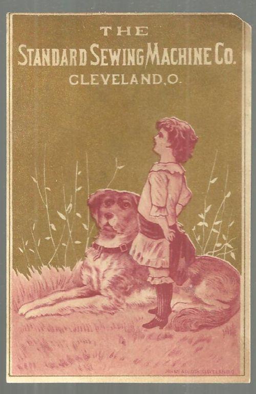 Victorian Trade Card For Sewing Machine Co. Cleveland, Ohio with Boy and His Dog