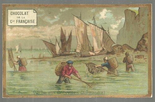 Victorian Trade Card for Chocolat de la Cie Francaise with Fisherman Normandie
