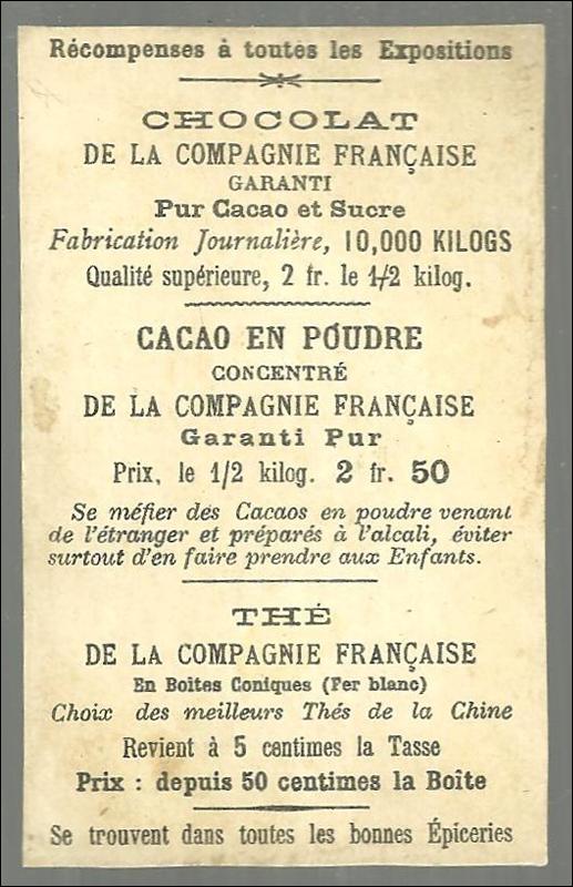 Victorian Trade Card for Chocolat de la Cie Francaise with Fisherman Normandie