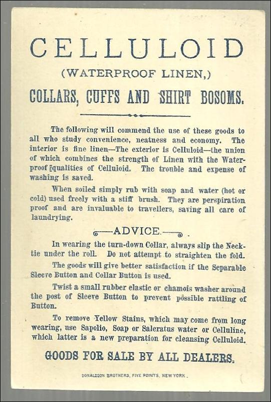 Victorian Trade Card for Celluloid Waterproof Collars and Cuffs with Sailor Boy