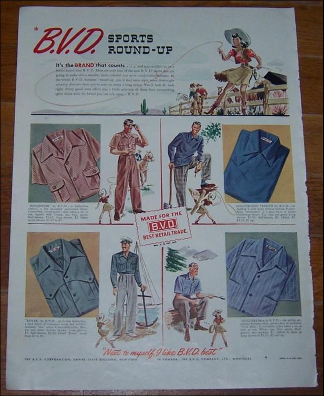 1941 World War II B. V. D. Summer Shirts Life Magazine Advertisement