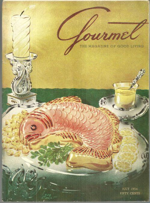 Gourmet Magazine July 1954 Salmon Mousse on Cover