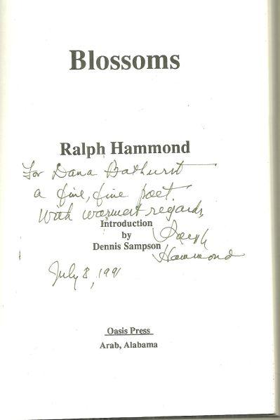 Blossoms Signed by Ralph Hammond 1990 1st edition Poetry