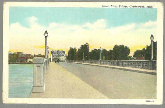 intage Postcard of Yazoo River Bridge, Greenwood, Mississippi