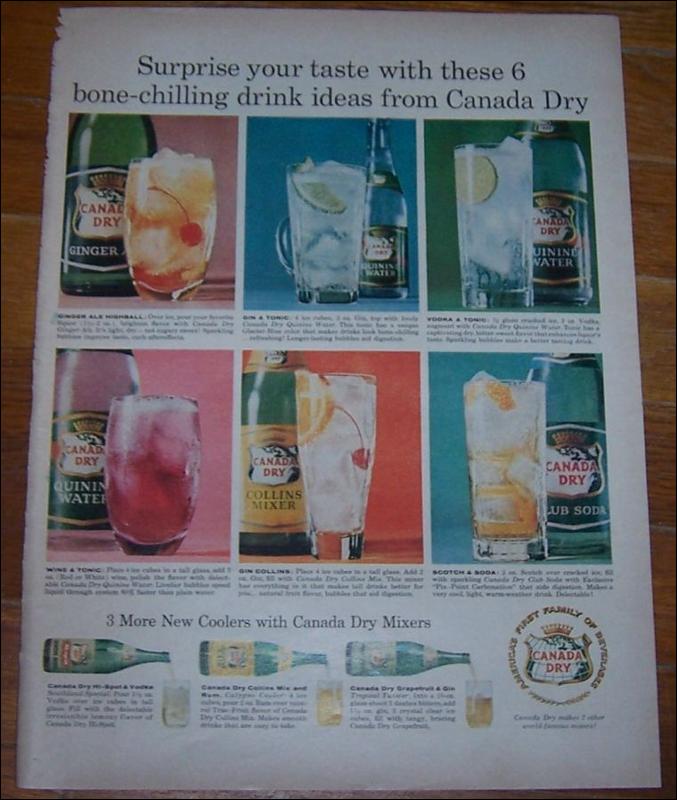 1959 Canada Dry Mixers Magazine Life Magazine Color Advertisement