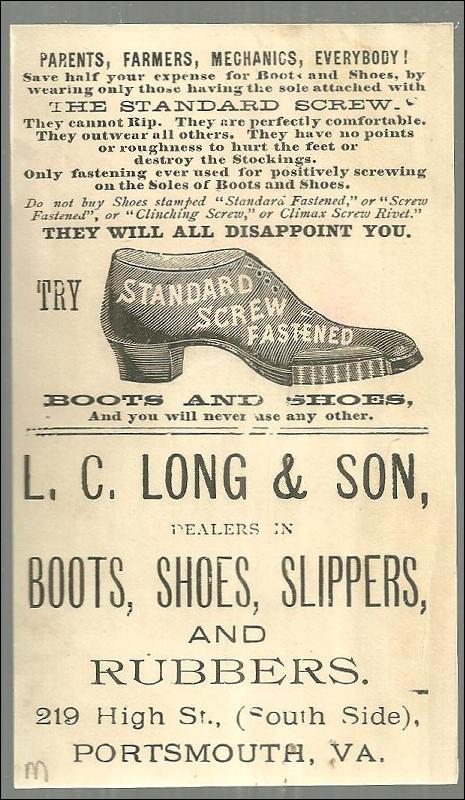 Victorian Trade Card For Standard Screw Fastened Boots and Shoes School Girl