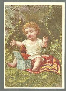 Victorian Trade Card for J. M. Roberts Confectioner w/ Baby Playing Jack in Box