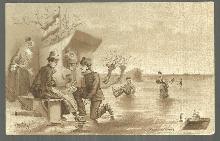 Victorian Trade Card for Cacao Van Houten with Skating Party on Front