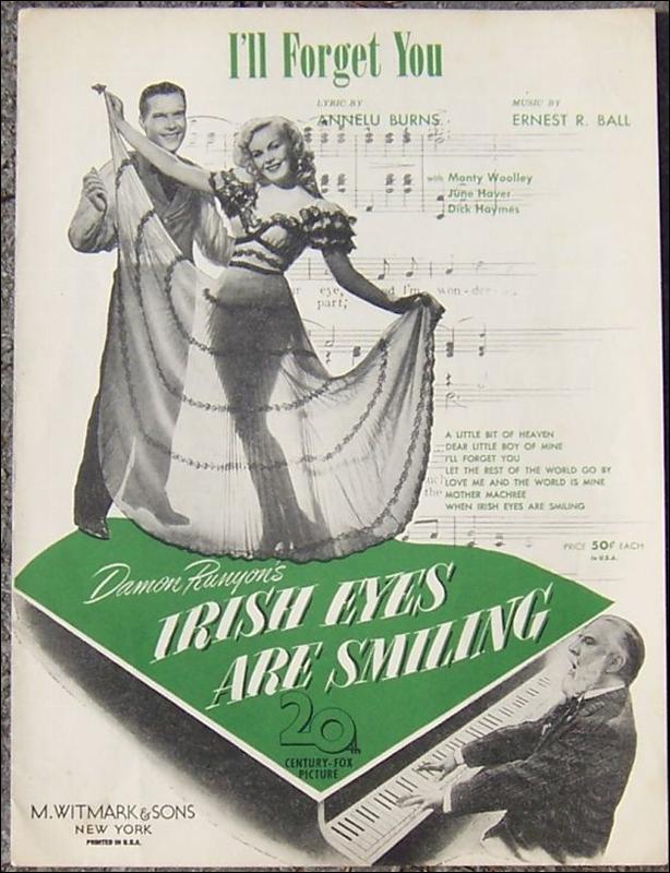 I'll Forget You From Damon Runyon's Irish Eyes are Smiling 1921 Sheet Music