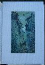 Vintage Signed Matted Green and Black Painting of Street Scene