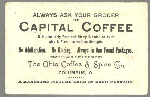 Victorian Trade Card For Capital Coffee with Pansies