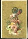 Victorian Card With Little Boy in with Helmet and Gun