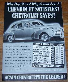 1941 Chevrolet World War II Life Magazine Advertisement Chevrolet Satisfies