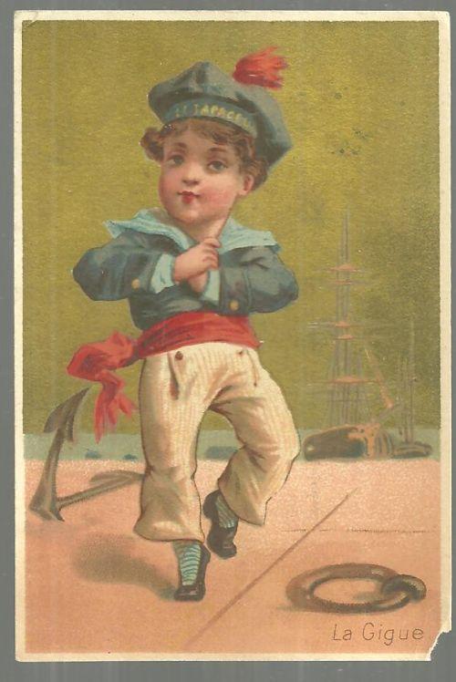Victorian Trade Card for Edgar S. Allien Men's Outfitter Sailor Dancing La Gigue