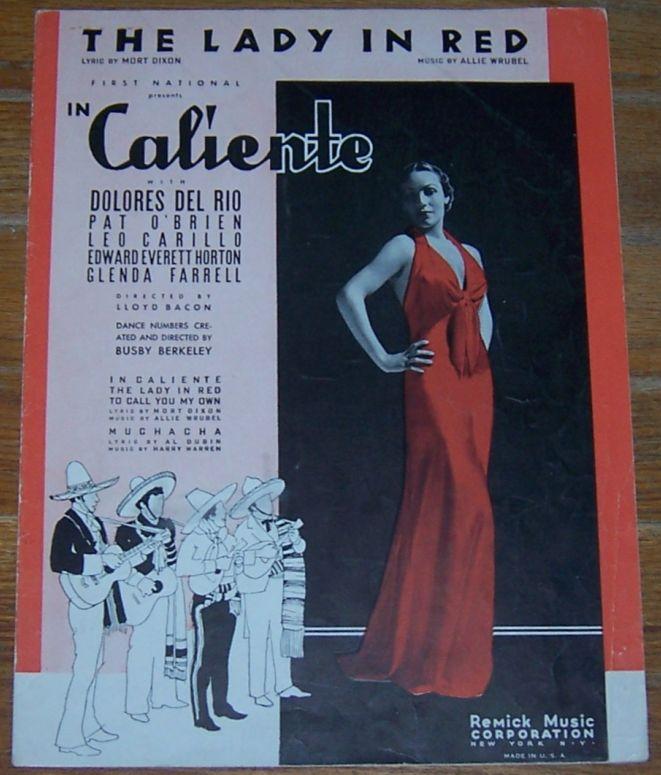 Lady in Red From In Caliento with Dolores Del Rio 1935 Sheet Music