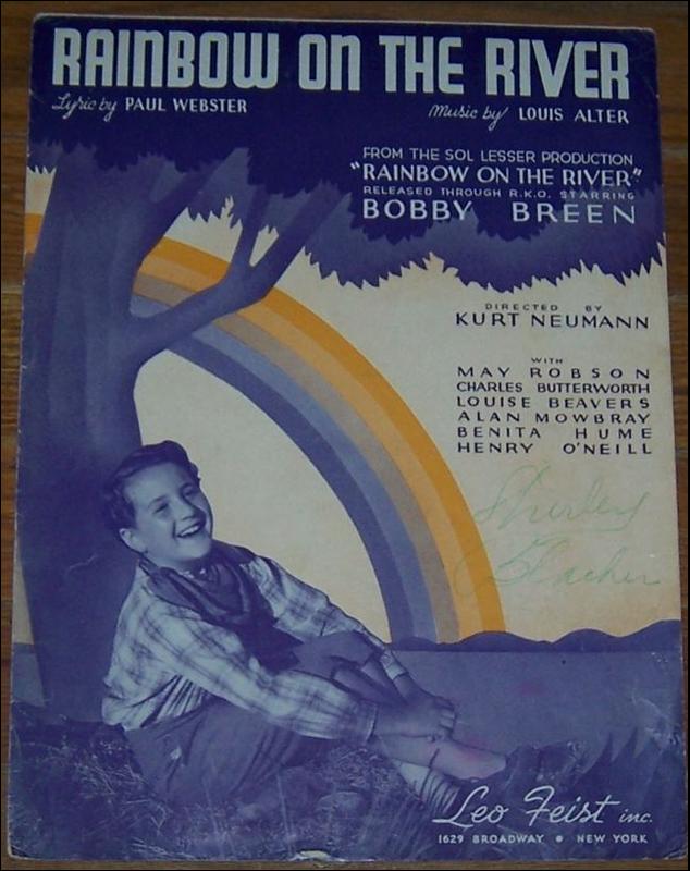 Rainbow on the Rainbow on the River Sung by Bobby Breen 1936 Movie Sheet Music