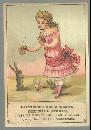 Victorian Trade Card Patridge and Richardson's Bee Hive Stores Girl with Bunnies