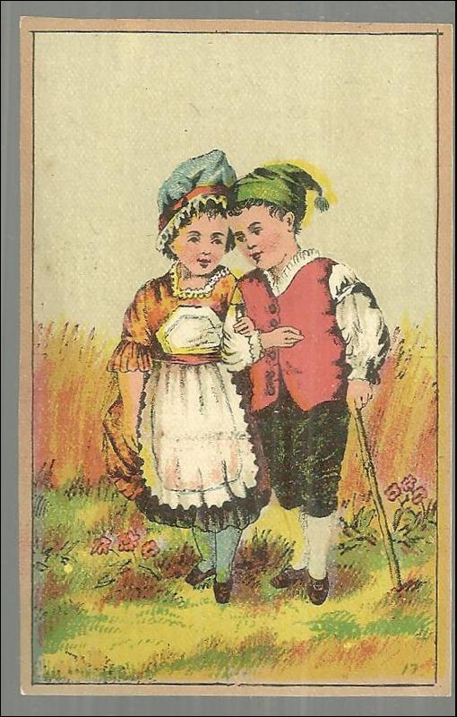 Victorian Trade Card for Shaw's Snow Puff Baking Powder with Courting Couple