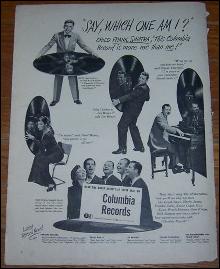1947 Columbia Records Life Magazine Advertisement Featuring Frank Sinatra