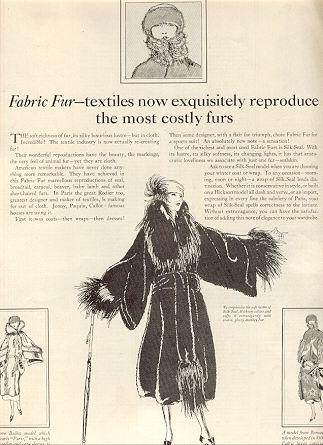 1921 Ladies Home Journal Fabric Fur Magazine Advertisement