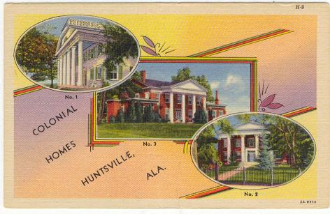 Postcard of Colonial Homes of Huntsville, Alabama
