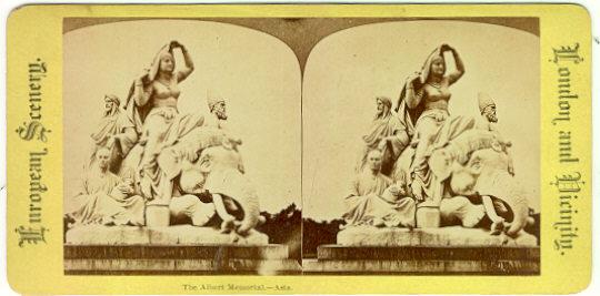 The Albert Memorial-Asia, London Stereoview Card