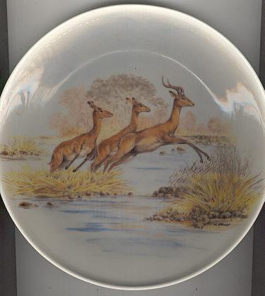 Crown Decor Plate With Jumping Impalas