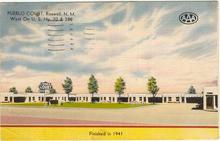 Postcard of Pueblo Court, Roswell, New Mexico 1944