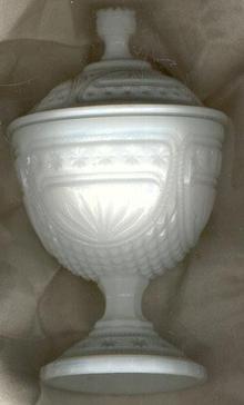 Milk Glass Covered Compote Star Design